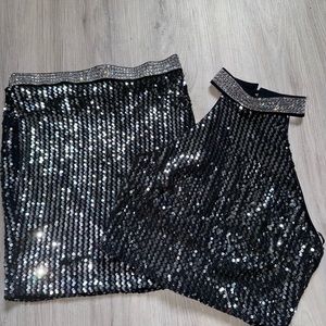 Halter bling top and matching skirt. Size Medium